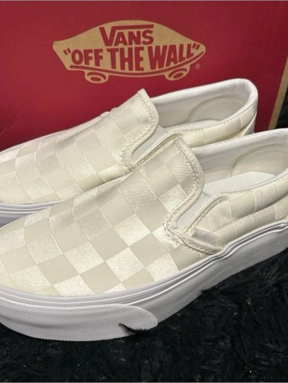 VANS checkerboard cream platform slip on shoes sneakers women’s 9 new
